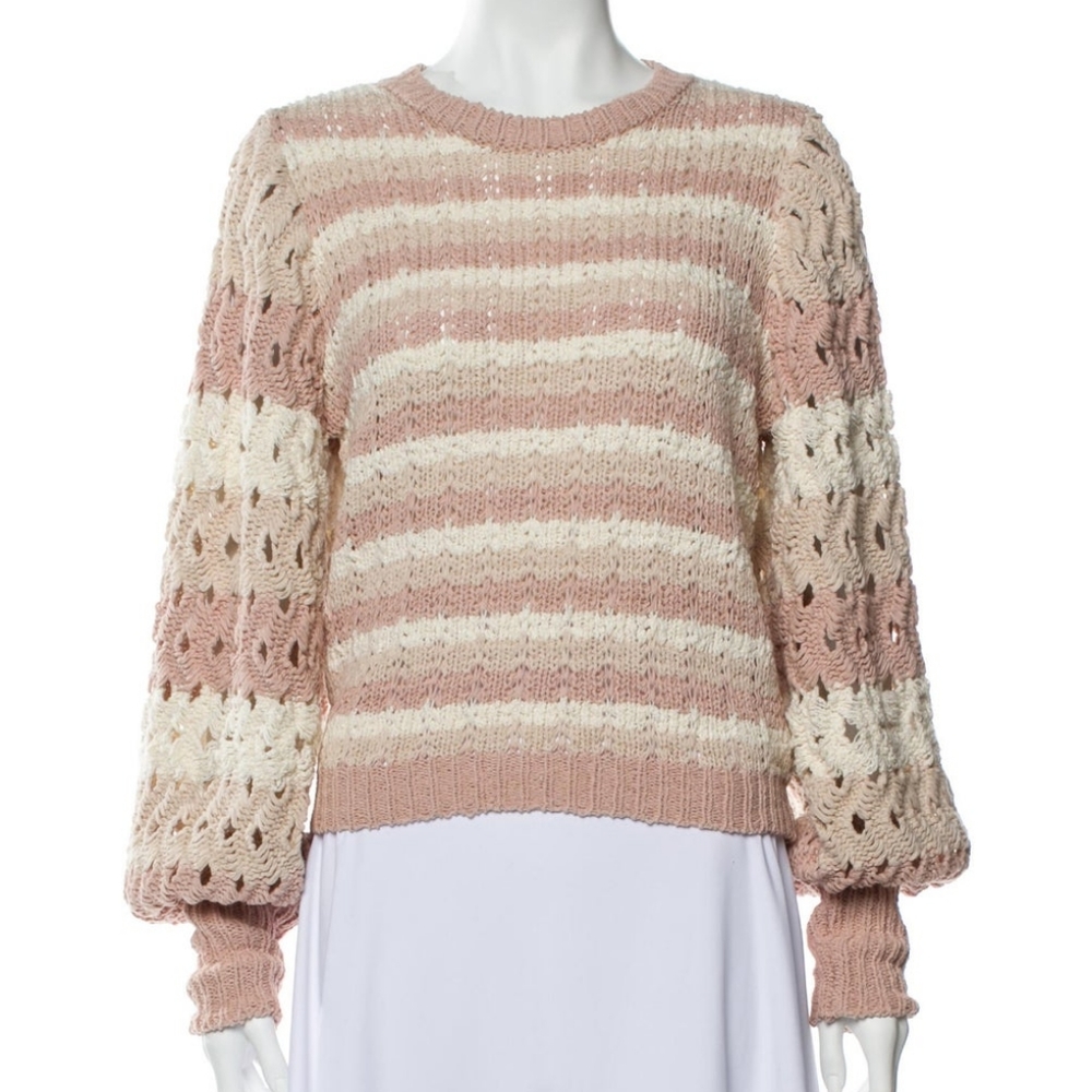 Ulla Johnson | Pink Knit Balloon Sleeve Pullover Rose Sweater (size M) - Picture 3 of 8